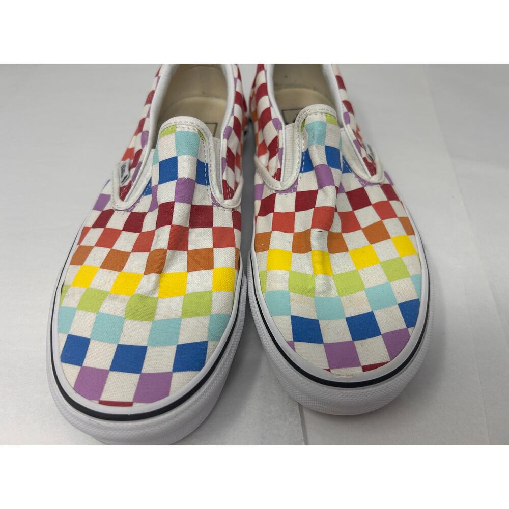 Vans Classic‎ Slip-On Checkerboard Rainbow Shoes Mens 5.5 Womens 7